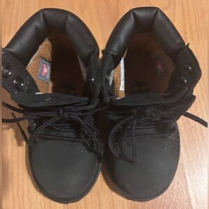 LIKENEW Timberland Premium Waterproof Black Nubuck Toddler Outdoor Boots Size 5